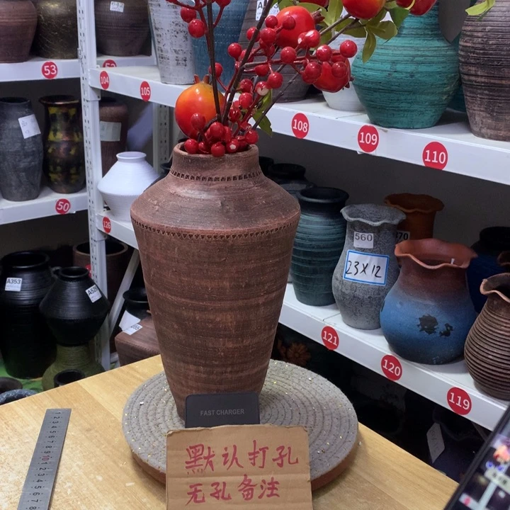 【闪购商品】红陶粗糙盆默认打孔高30口8