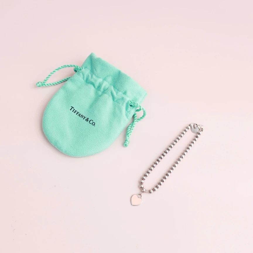 95新 Tiffany & Co./蒂芙尼 红爱心手链/链长17.5cm/3174