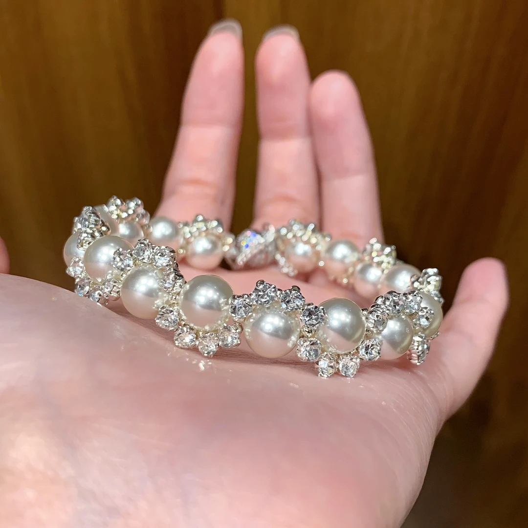 铜合金仿珍珠手链 「晚宴时刻」施家珍珠手链轻奢高级感精致手饰女