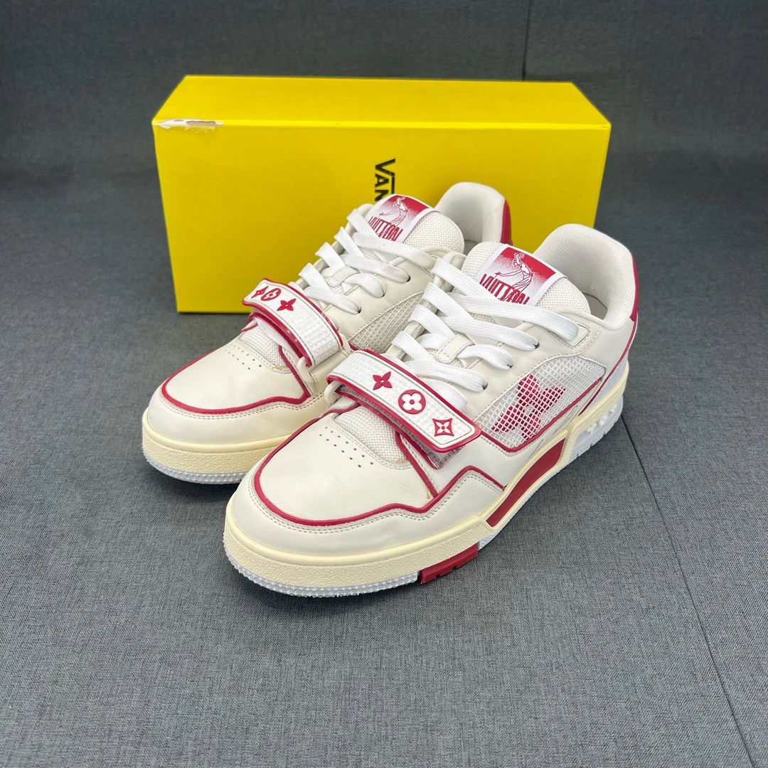 95新 LouisVuitton/路易威登 码数41lv trainer 白红魔术贴