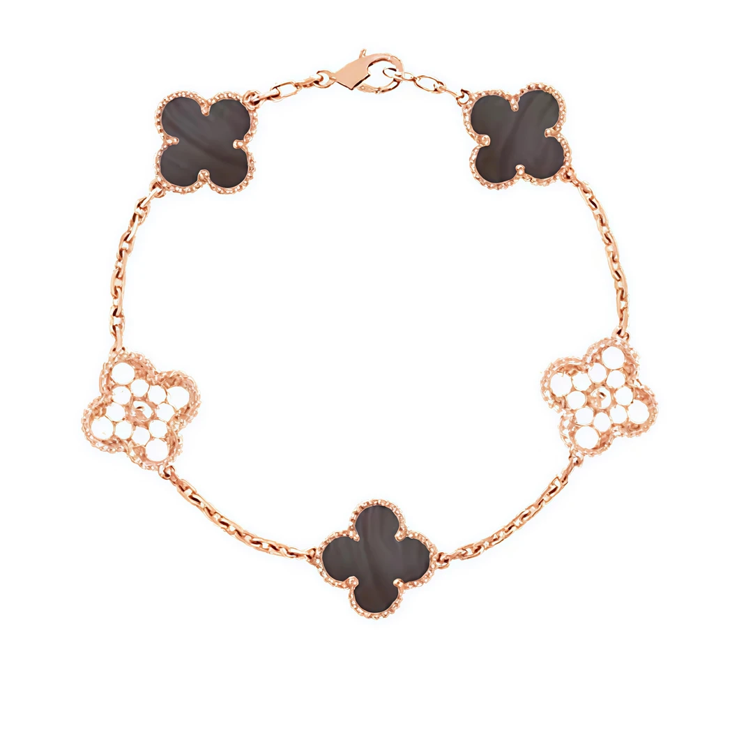 灰间钻四叶草手链设计轻奢气质 8536