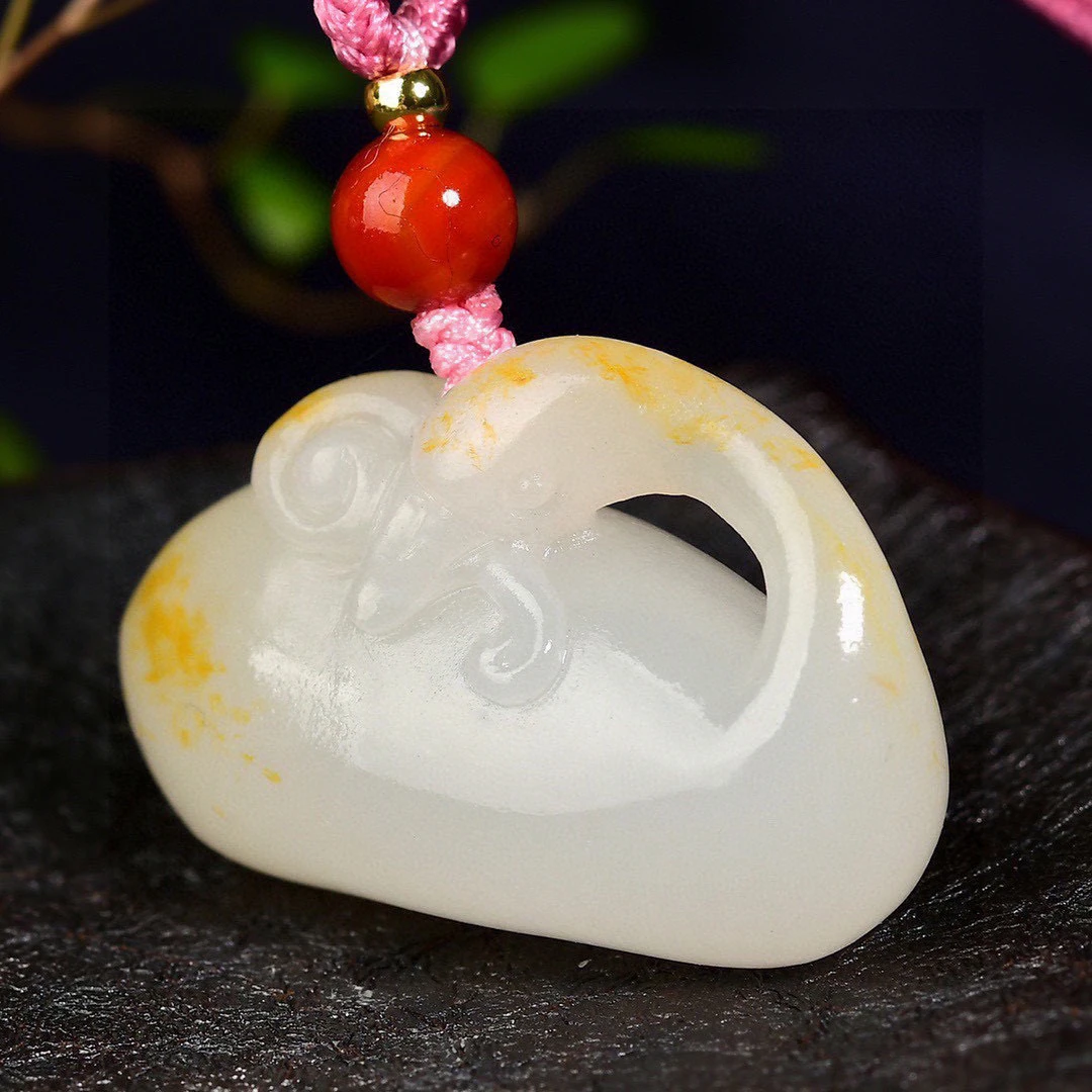 和田玉鹅如意玉坠 挂件