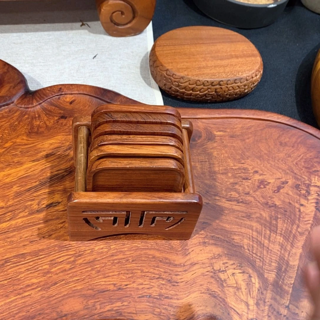 巴西花梨茶杯垫子套装