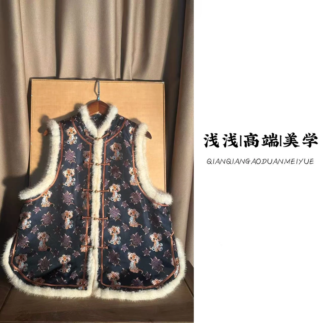 『南山幽』三马家宋锦面料中式复古中国风手工高定传统休闲马甲