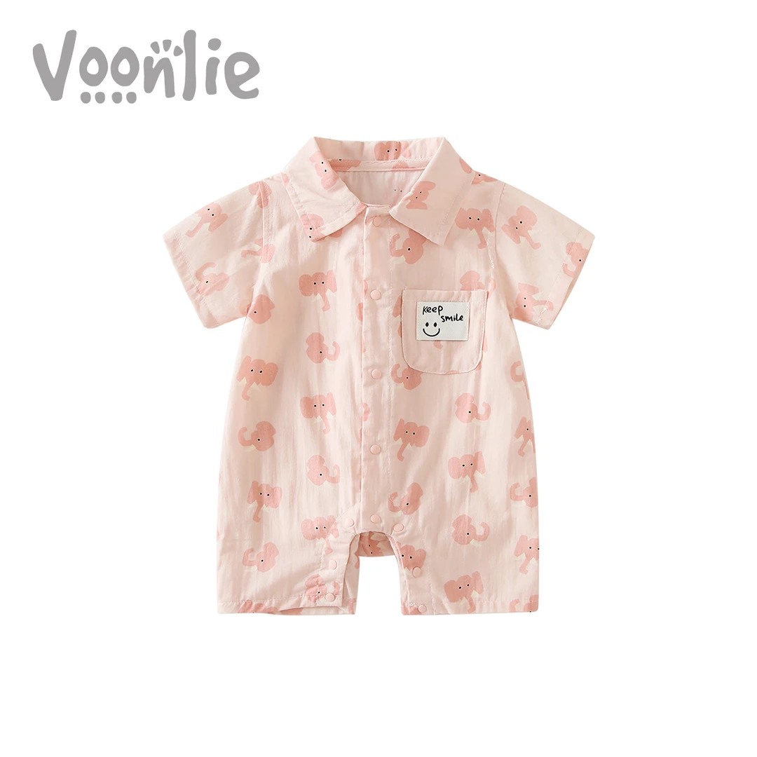 婴儿衣服夏装男女超宝宝连体衣满月百天萌新生儿可爱薄款哈衣夏季