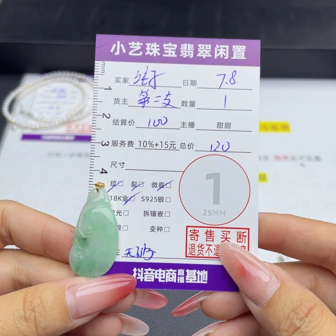 用***子翡翠18K金镶嵌颈饰