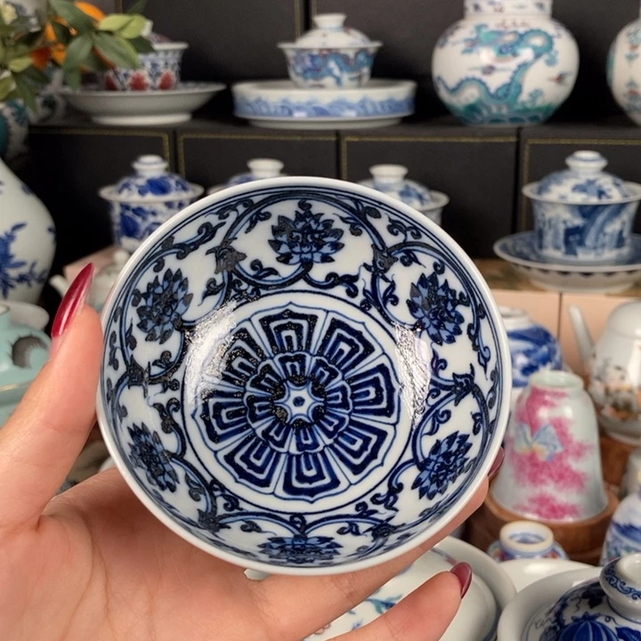 杯折葵非器缠枝莲普洱杯