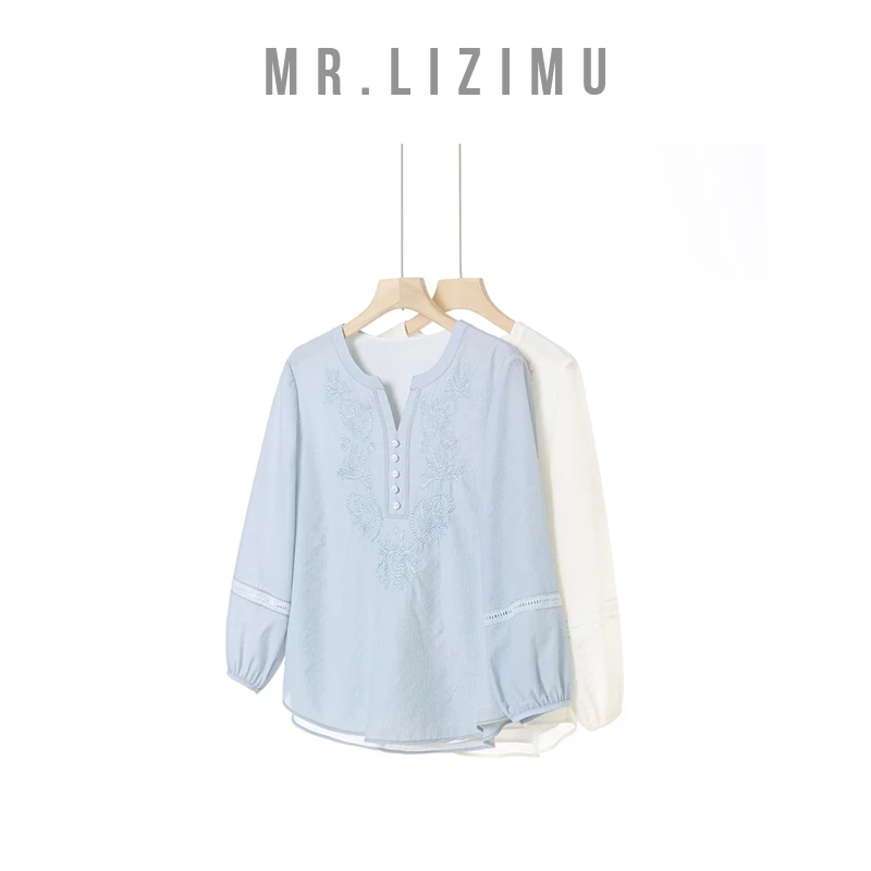 李子木先生禅意气质款女装重工刺绣衬衫纯色薄款千金清冷感贵系
