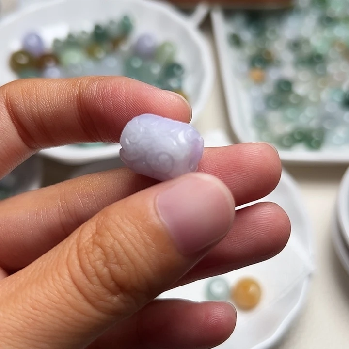翡翠散珠仿古紫色桶珠