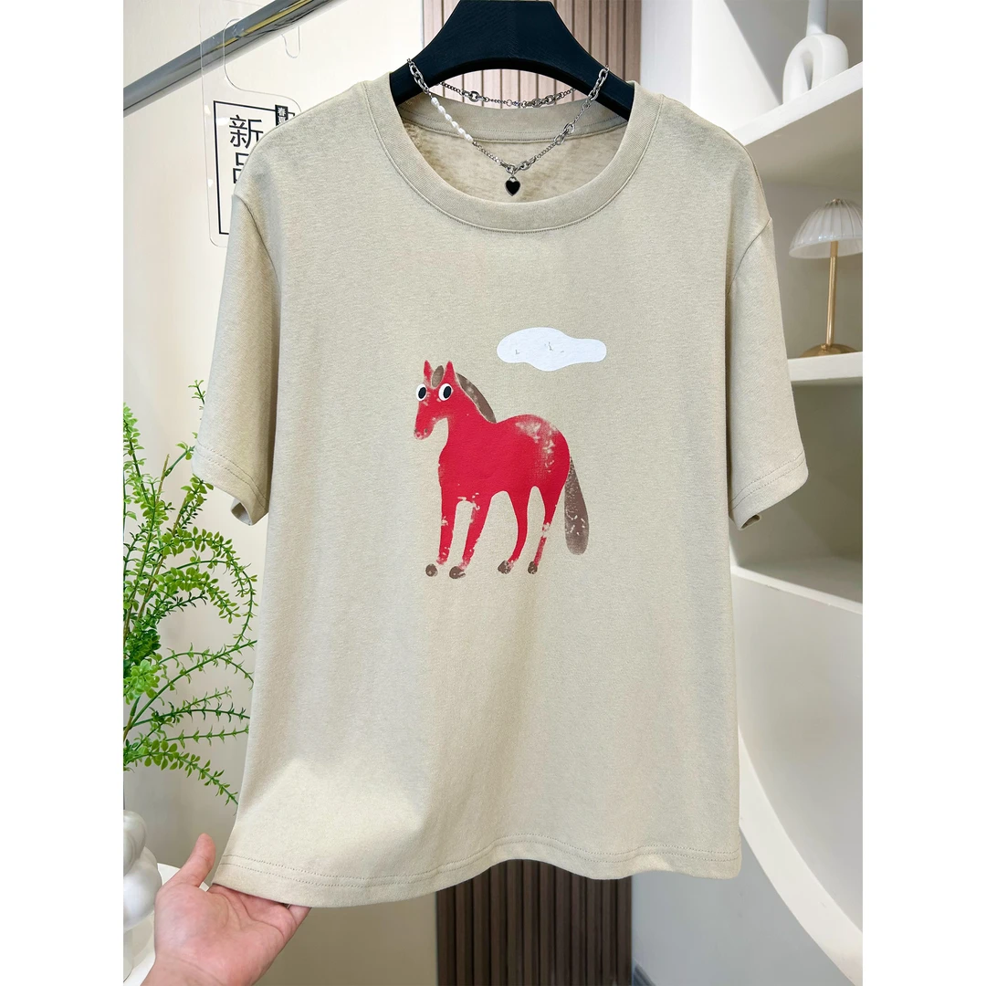 【KOBO】852104时尚百搭休闲简约小马印花上衣 【运费补贴6-10】