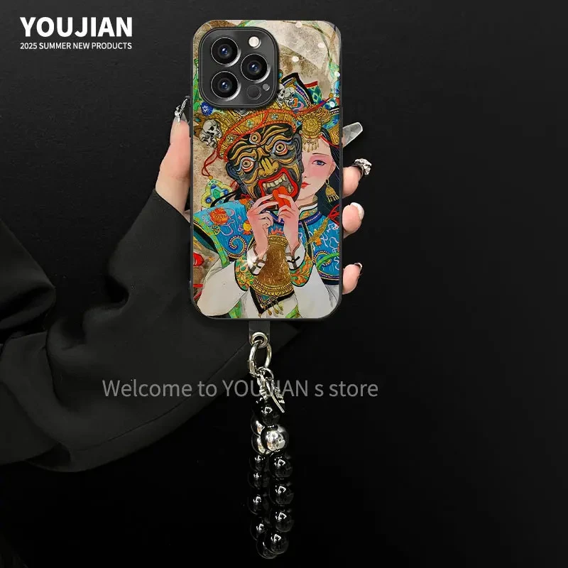 扎基拉姆适用苹果/oppo/华为/vivo/小米唐卡中国风电镀玻璃手机壳