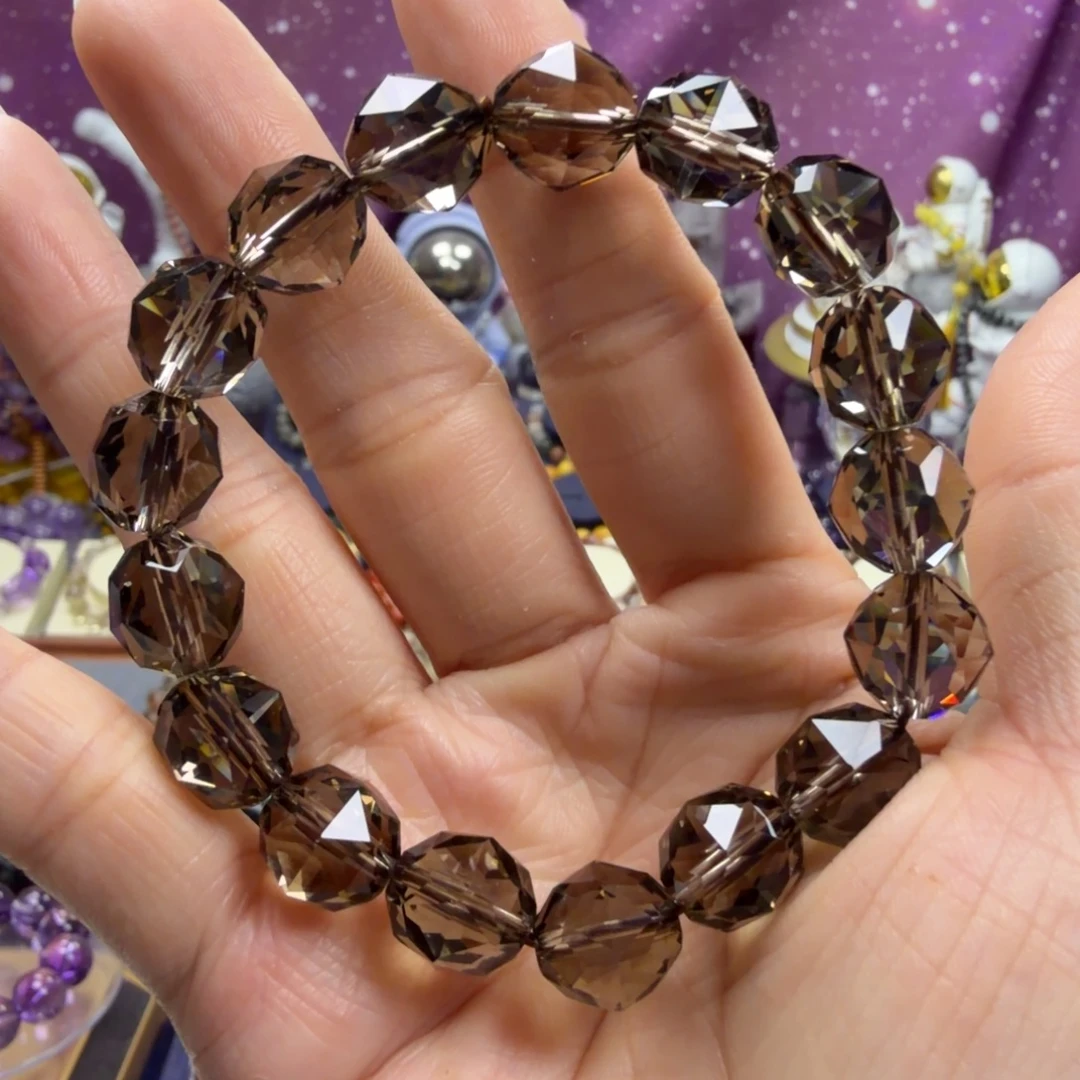 水晶手串未镶嵌茶晶钻切手串