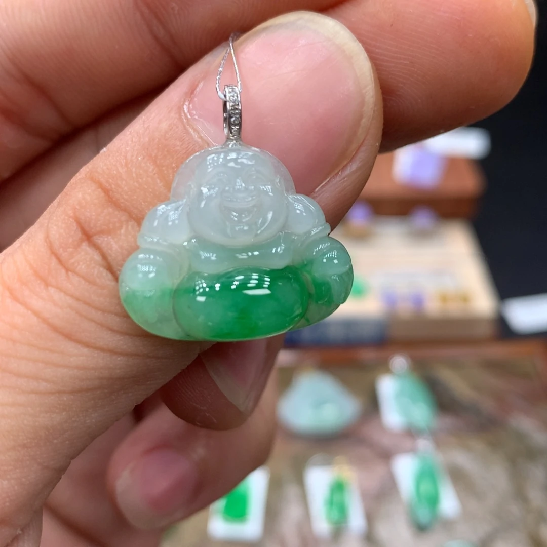 翡翠18K金镶嵌吊坠(不含链)