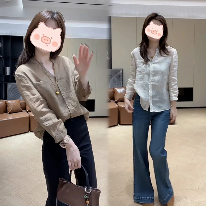 2025初秋清爽通勤日系宽松慵懒风松弛感穿搭纯色衬衫时尚两件套女