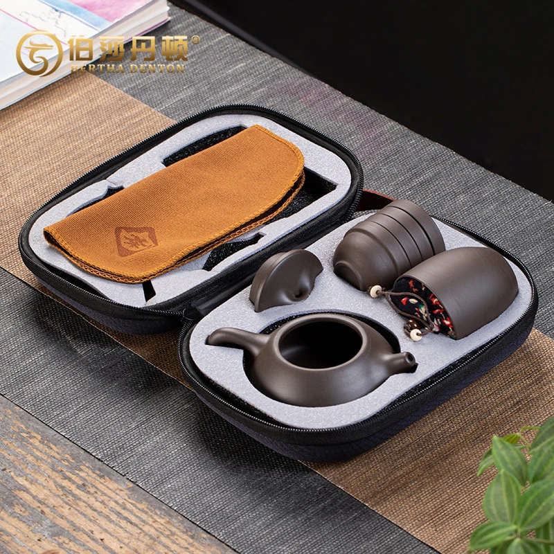 紫砂旅行茶具泡茶壶车载便携式户外套装便携包快客杯功夫茶壶茶杯