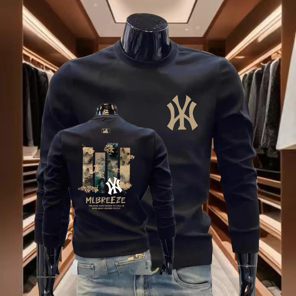 秋冬新款时尚潮流印花加绒保暖秋季圆领卫衣休闲打底网红长袖