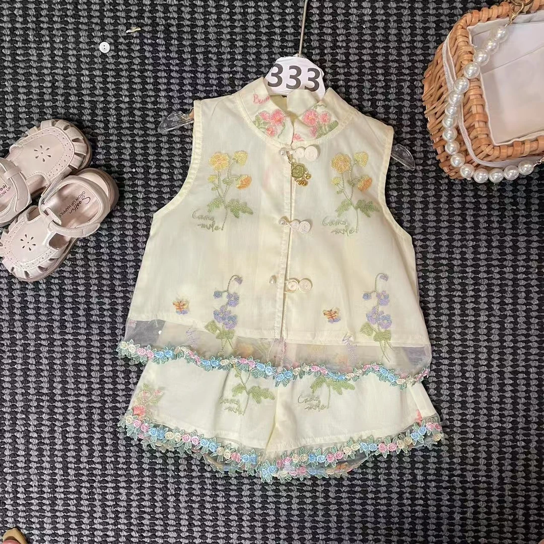 【19】 -女童学院风套装夏季2025新款儿童服装卡通两件套333