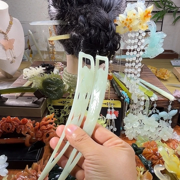 蛇纹石玉合金发饰