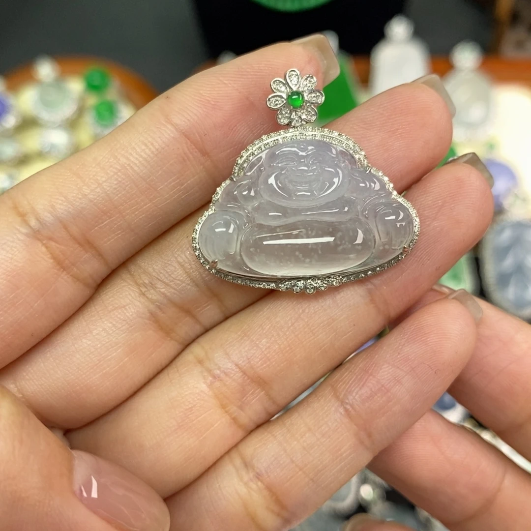 翡翠18K金镶嵌颈饰A货翡翠