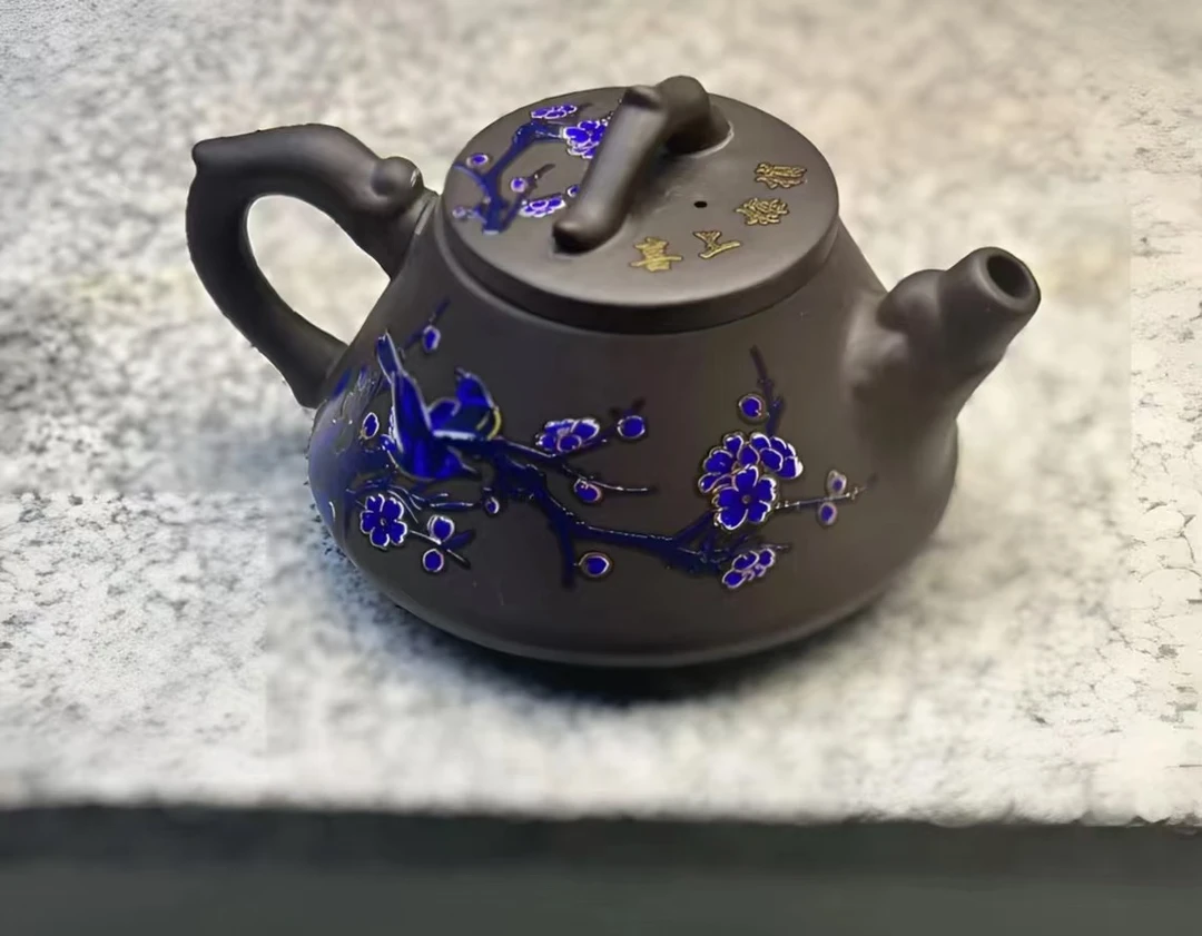 精品手工紫泥鹊上枝头凤鸣变色石瓢壶V1