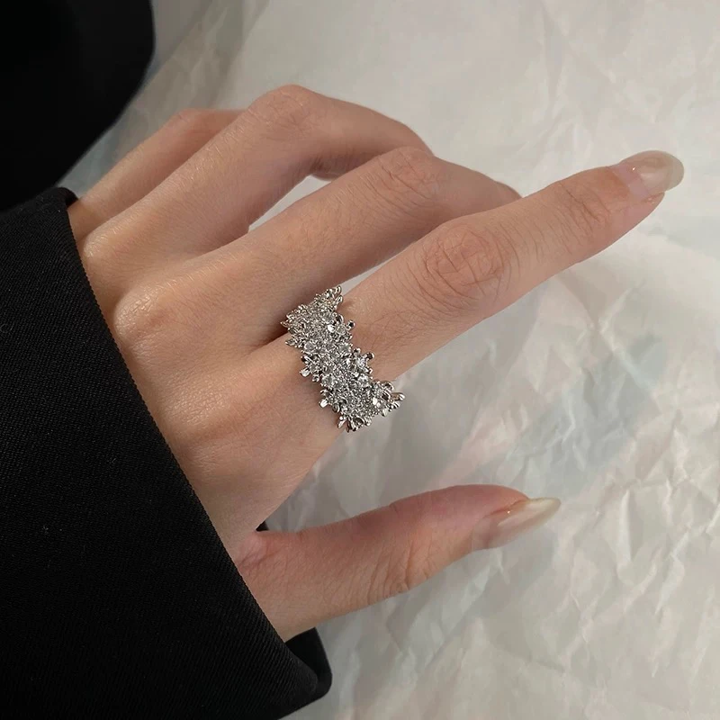 合金锆石戒指 满天星精致ins满钻戒指女小众设计高级感气质冷淡风
