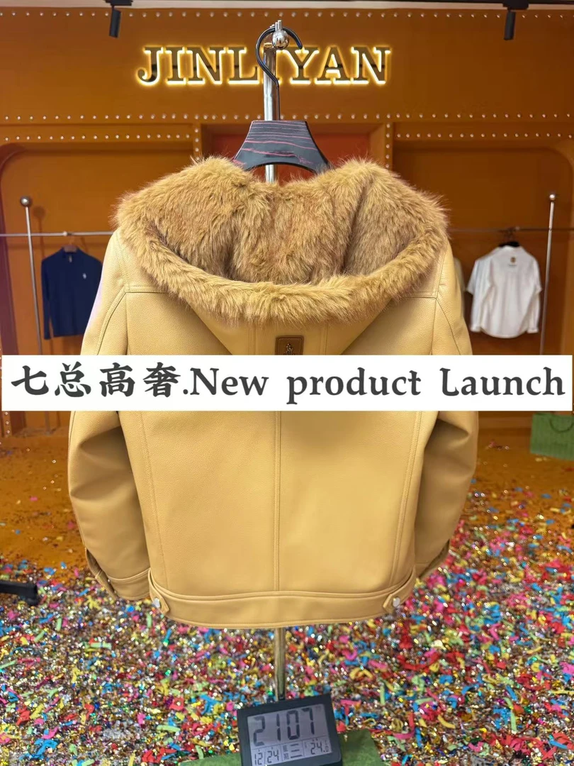 【FX-6018极寒系列】冬季新品连帽加棉加毛老钱风皮衣外套-七总