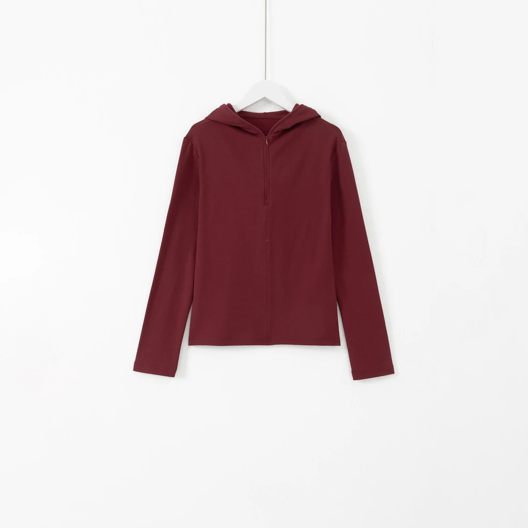 几里与麻 半拉链修身基础连帽卫衣 衣长56胸围86 2091757