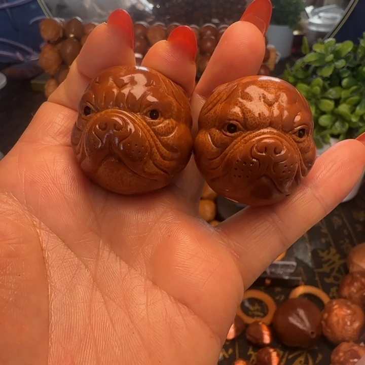 橄榄核手串/手链狗头一对