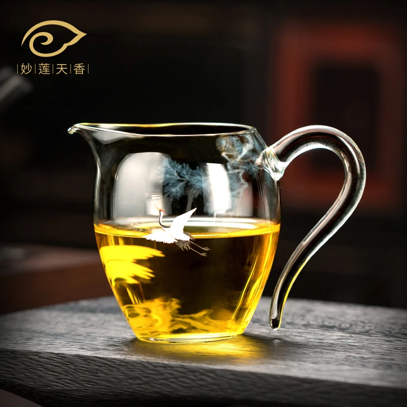 妙莲天香高档加厚透明玻璃公道杯单个茶海分茶器家用茶具茶漏配件