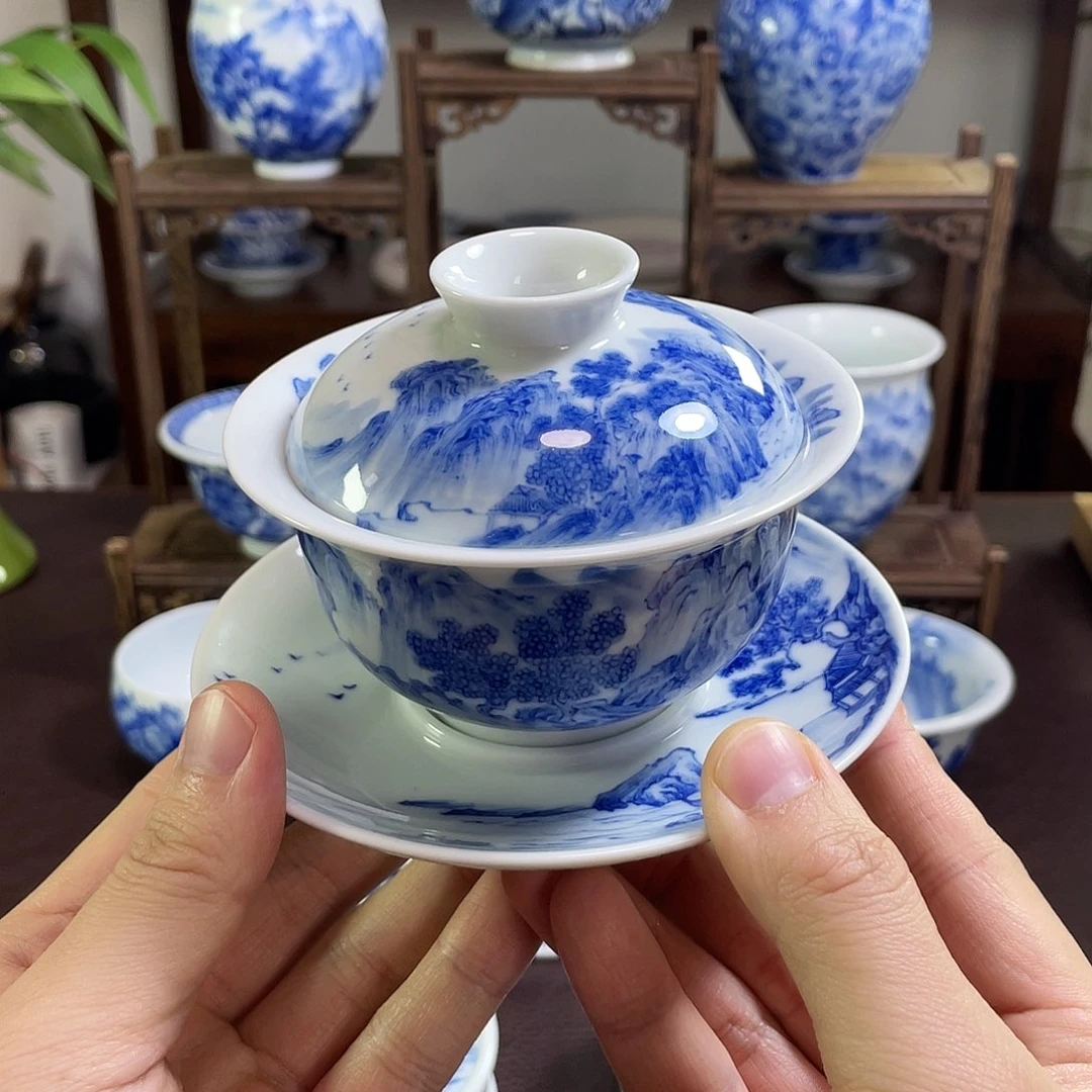 翘***手陶纯手工手绘重工山水