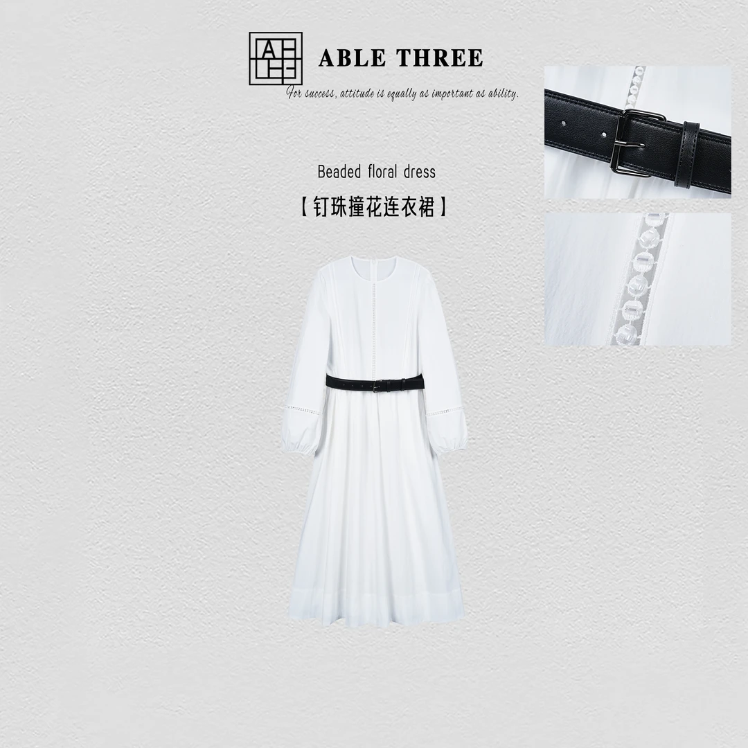 ABLE THREE | 【桔梗】手工钉珠撞花边连衣裙 XH-SS9629