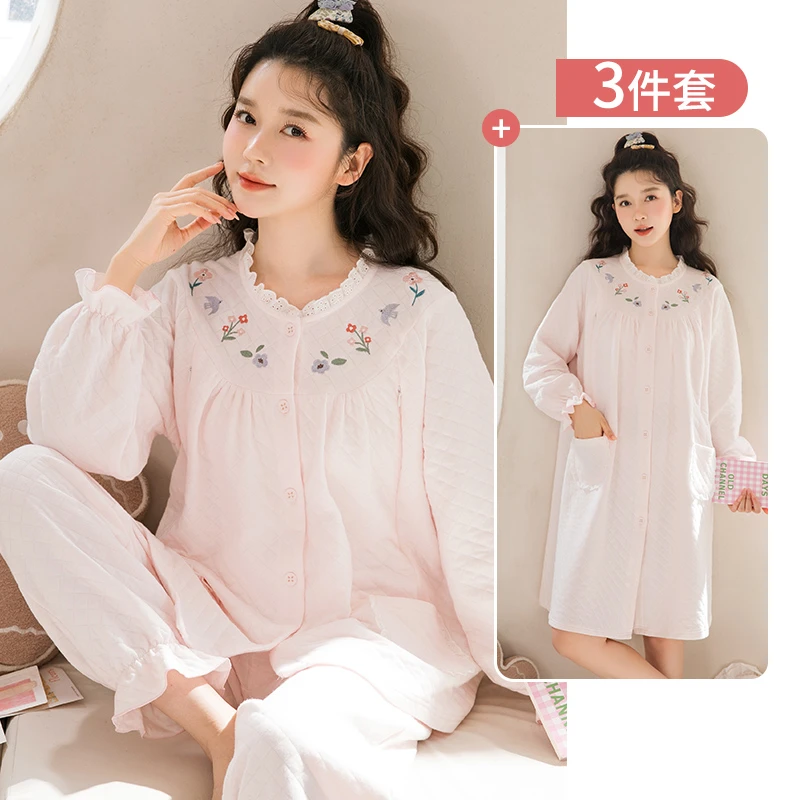 家时光月子服秋冬纯棉孕妇睡衣产妇哺乳服孕期产后睡衣可喂奶5526