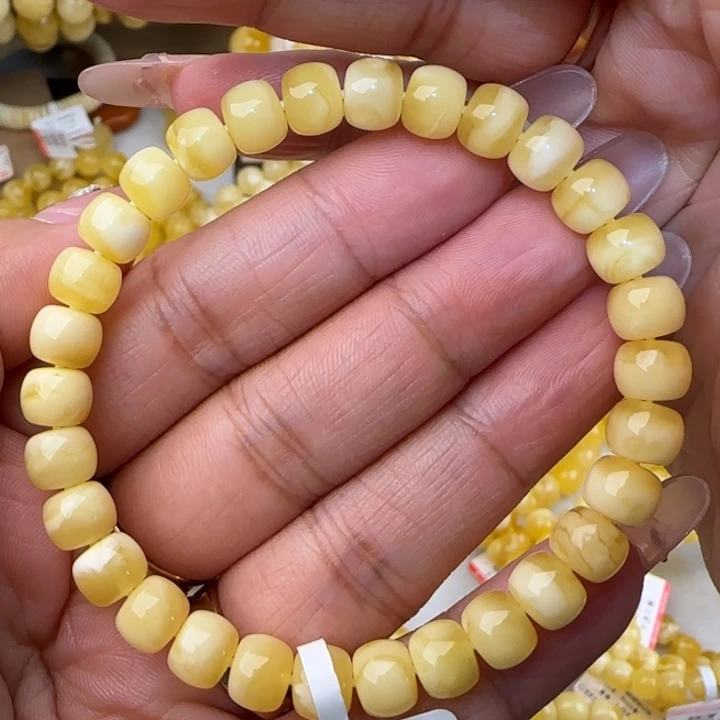手链蜜蜡未镶嵌金白老型手串