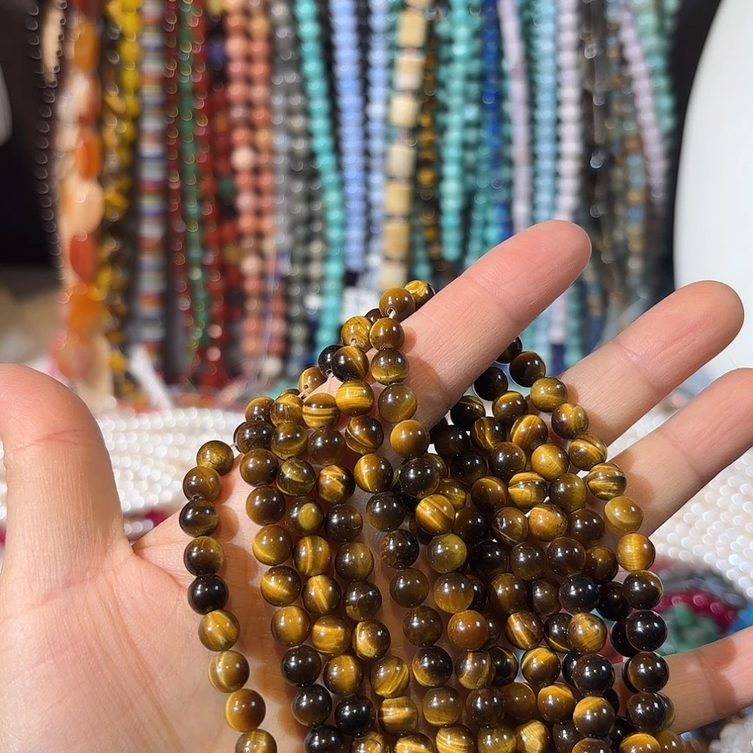 玛瑙/玉髓未镶嵌珠宝半成品虎眼卡6一条