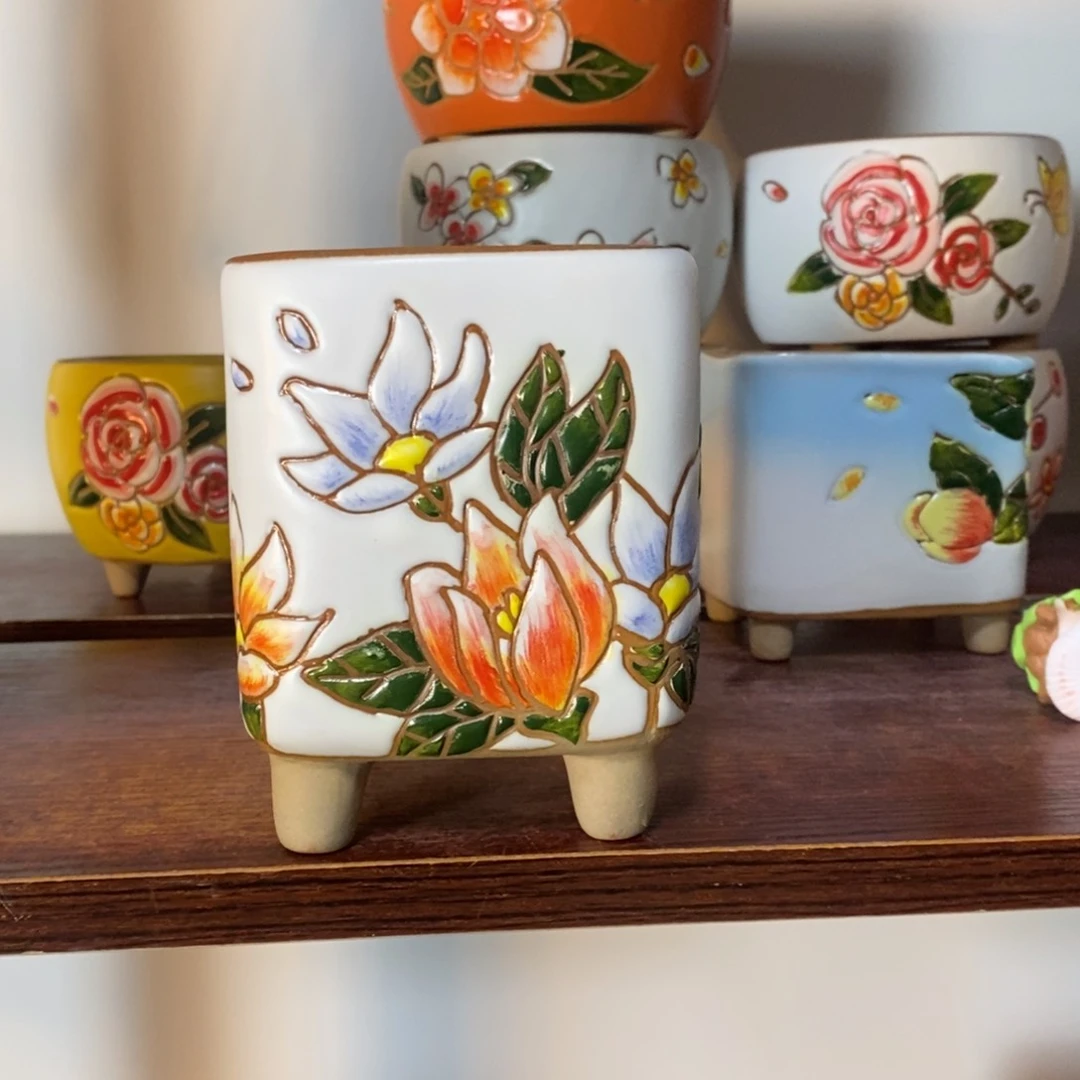 红陶韩式多肉植物花盆