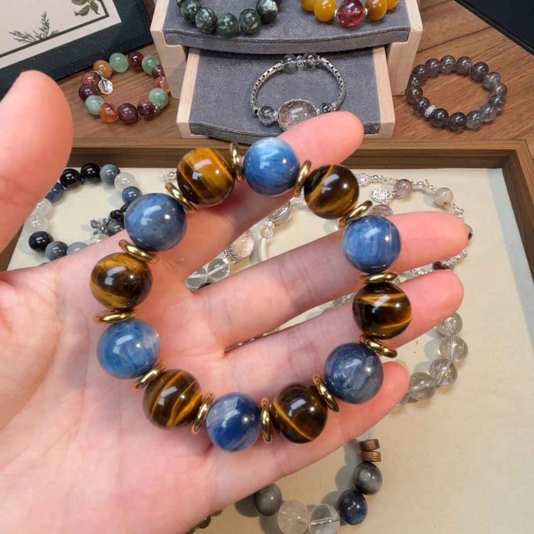 合金手串水晶天然水晶蓝晶石黄虎眼手串