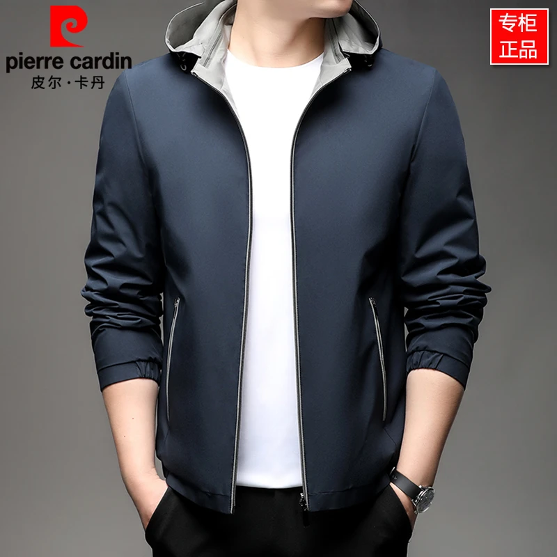 皮尔卡丹【一衣四穿+双面穿】新款休闲男士可拆卸连帽行政夹克外套
