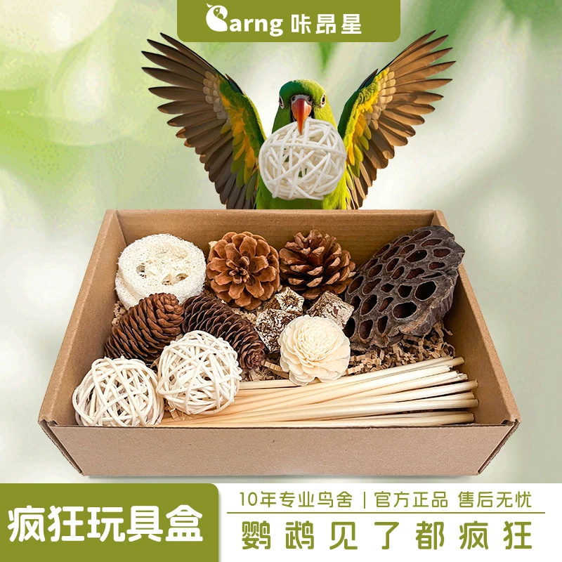 咔昂星鹦鹉啃咬玩具大礼包装饰和尚牡丹玄凤磨嘴藤球通草球松果