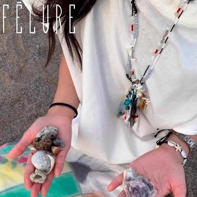 合金贝壳项链 【茉舍】Felure 重工彩色串珠秋冬百搭1000SE-319