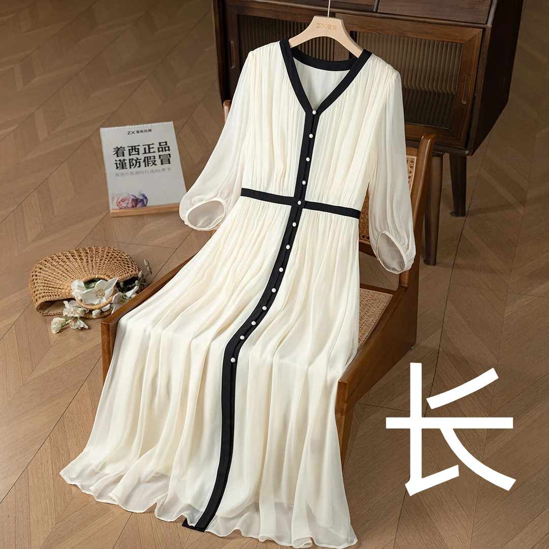 着西 重磅高贵舒适简约时尚休闲七分短袖连衣裙 M090-T