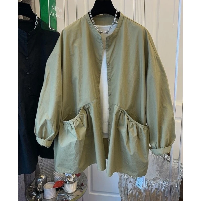 2025春季新款女装设计感小众洋气宽松长袖衬衫外套风衣开衫上衣