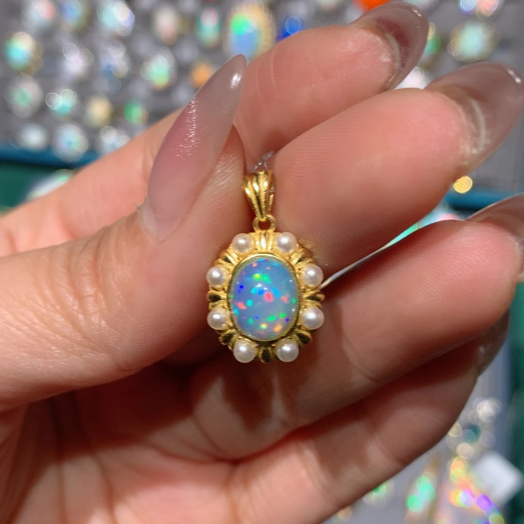 欧泊福利吊坠银S925镶嵌