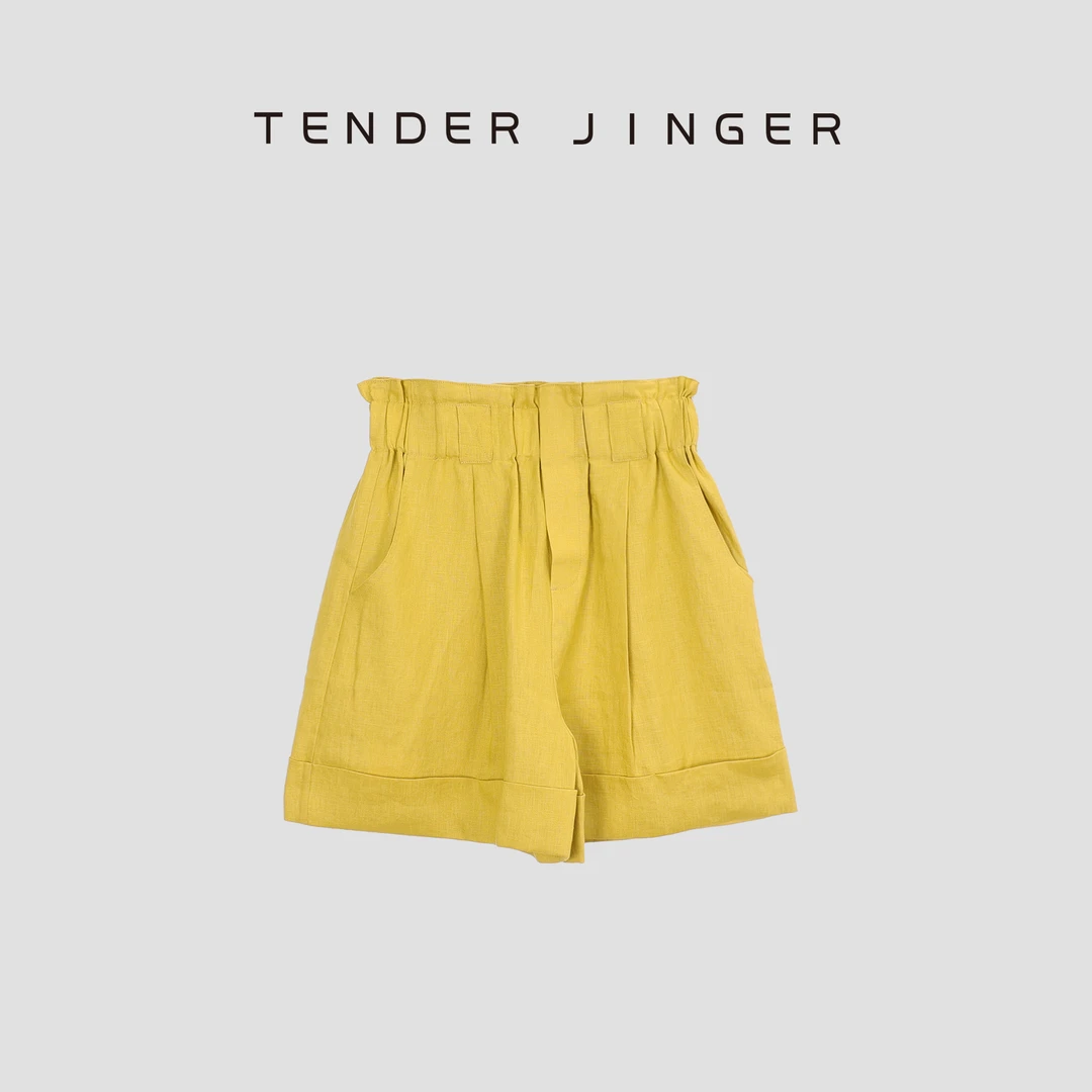 【BASICS】2024夏女橡筋腰全亚麻花苞短裤T42SHC77334