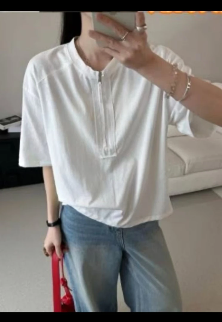 2156预【PINGJIE】2025高货时尚宽松休闲潮流舒适百搭洋气短袖