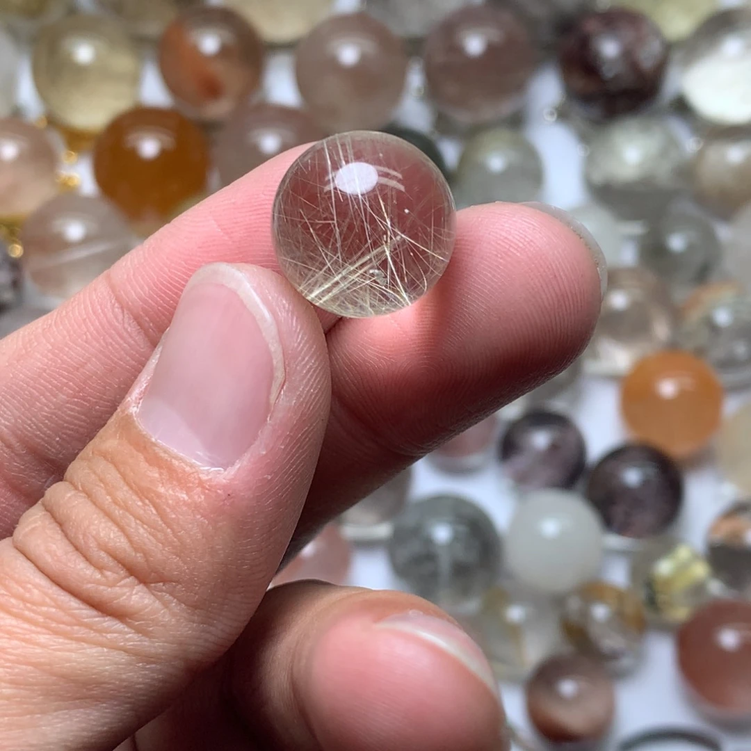 水晶珠宝半成品未镶嵌白***佳发晶球
