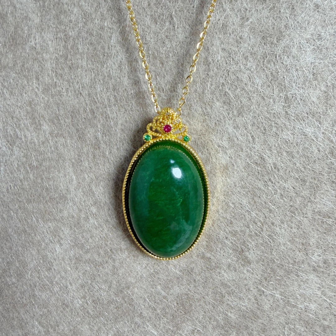 天然和田玉碧玉蛋面吊坠女士锁骨链精致百搭款式多样发货生日礼物