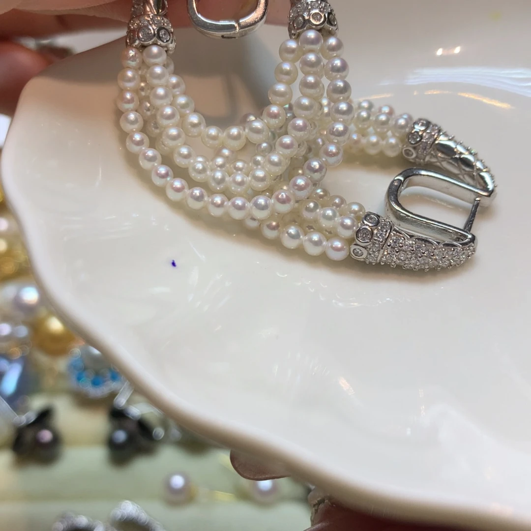 淡水珍珠耳饰银S925镶嵌