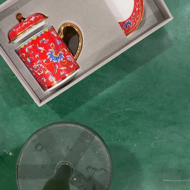 搪瓷瑕疵珐琅彩办公杯红色一个