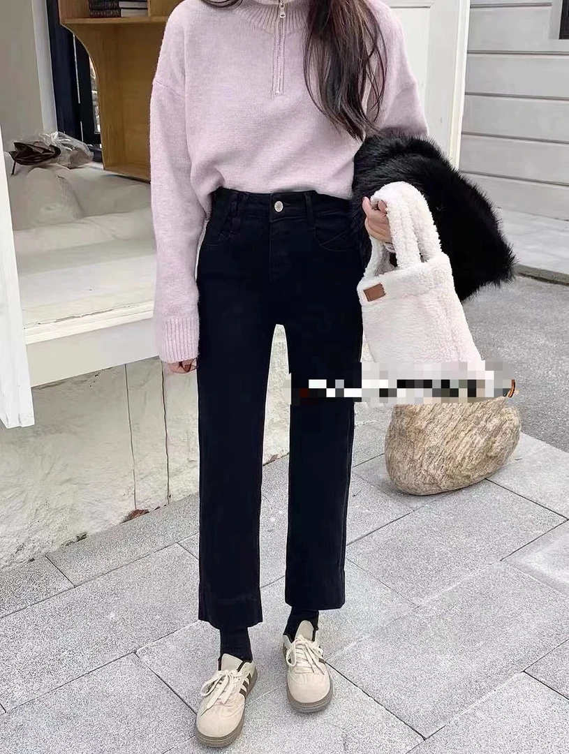 蜜柚家 春款高腰显瘦九分直筒裤