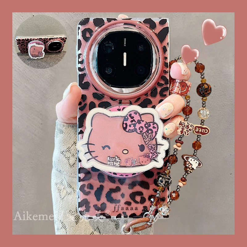 适用华为mateX6折叠屏手机壳mateX5典藏版豹纹kt猫matex3磁吸支架